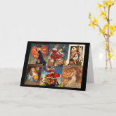 ヴィンテージハロウィーン女性モンタージュカード カード (黄色い花)