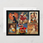 ヴィンテージハロウィーン女性モンタージュポストカード ポストカード (正面/裏面)