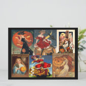 ヴィンテージハロウィーン女性モンタージュ大はがき 招待状