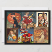 ヴィンテージハロウィーン女性モンタージュ大はがき 招待状