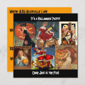 ヴィンテージハロウィーン女性モンタージュ招待状カード 招待状 (正面/裏面)