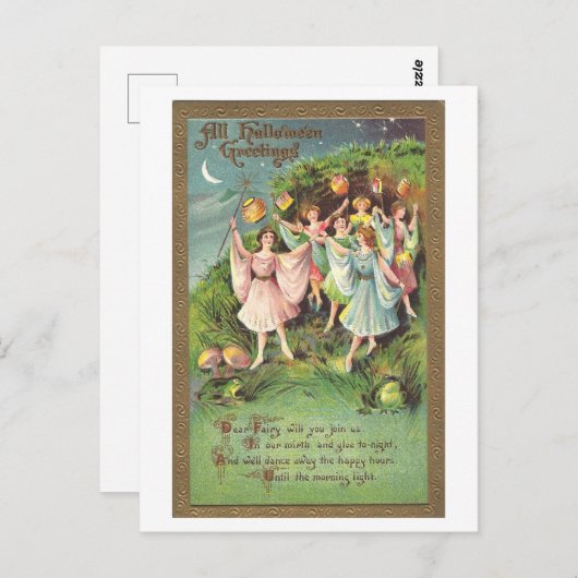 ヴィンテージハロウィーン妖精はがき ポストカード (正面/裏面)