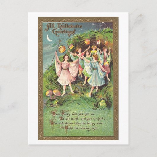 ヴィンテージハロウィーン妖精はがき ポストカード (正面)