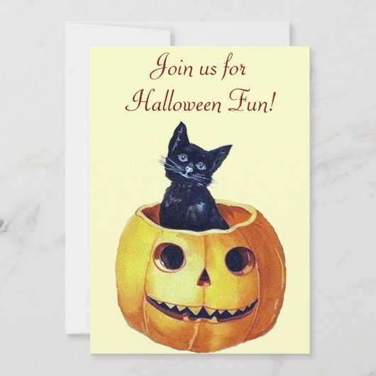 ヴィンテージハロウィーン子猫招待状 招待状 (正面)