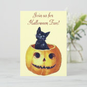 ヴィンテージハロウィーン子猫招待状 招待状 (スタンド正面)