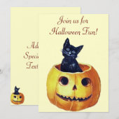 ヴィンテージハロウィーン子猫招待状 招待状 (正面/裏面)
