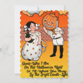 ヴィンテージハロウィーン小さな女の子パンプキンマン シーズンカード (正面)