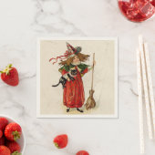 ヴィンテージハロウィーン小さな魔女の子と猫 スタンダードカクテルナプキン (インサイチュ)