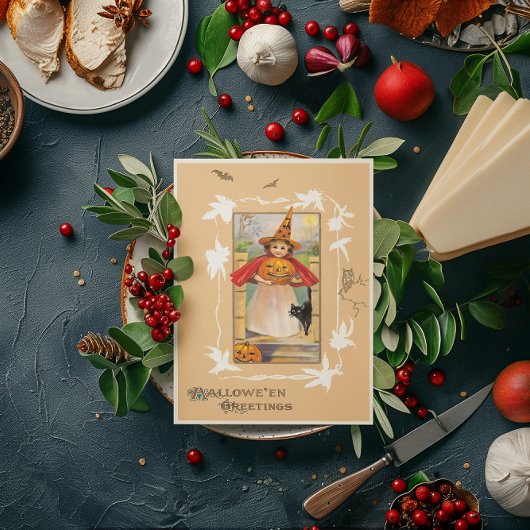 ヴィンテージハロウィーン小さな魔女カボチャ シーズンカード