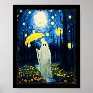 ヴィンテージハロウィーン幽霊インザフォレストバンゴッホSta ポスター