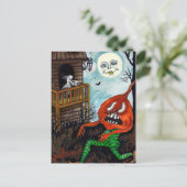 ヴィンテージハロウィーン幽霊カボチャ月はがき シーズンポストカード (スタンド正面)