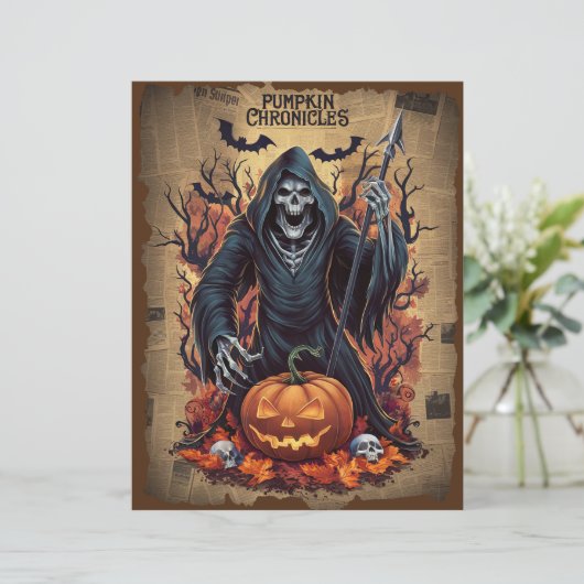 ヴィンテージハロウィーン幽霊スクラップブック紙 (スタンド正面)