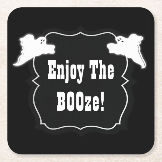 ヴィンテージハロウィーン幽霊 スクエアペーパーコースター (正面)