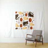 ヴィンテージハロウィーン幽霊&ブラックキャットパターンクラス タペストリー (インサイチュ(横))