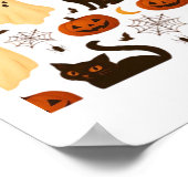 ヴィンテージハロウィーン幽霊&ブラックキャットパターンクラス ポスター (角)