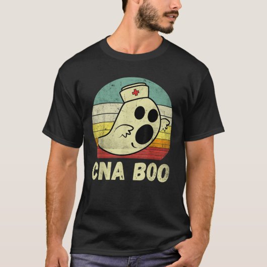 ヴィンテージハロウィーン幽霊CNAブーナース看護メディ Tシャツ (正面)