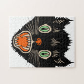 ヴィンテージハロウィーン怖い黒猫 ジグソーパズル (横)