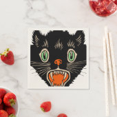 ヴィンテージハロウィーン怖い黒猫 スタンダードカクテルナプキン (インサイチュ)