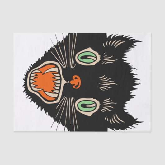 ヴィンテージハロウィーン怖い黒猫 薄葉紙 (正面)