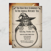 ヴィンテージハロウィーン招待状カード | 魔女 招待状 (正面/裏面)