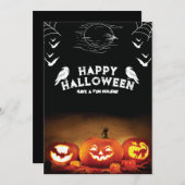 ヴィンテージハロウィーン招待状、ハローウィンパーティ 招待状 (正面/裏面)