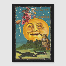 ヴィンテージハロウィーン挨拶ウィッチ飛んでいるオンブロム