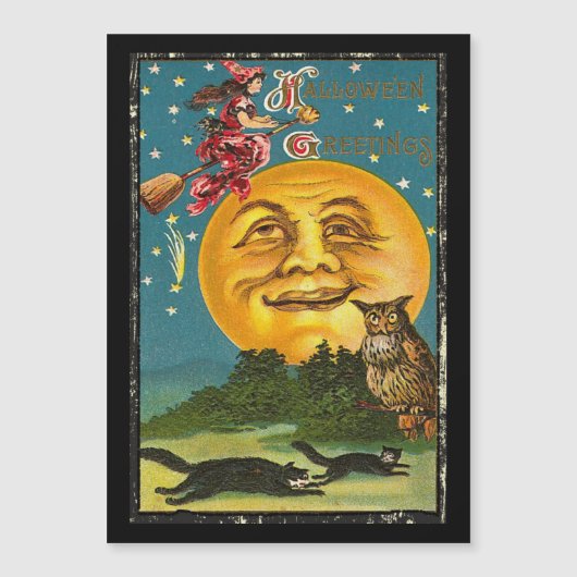 ヴィンテージハロウィーン挨拶ウィッチ飛んでいるオンブロム (正面)