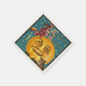 ヴィンテージハロウィーン挨拶ウィッチ飛んでいるオンブロム スタンダードカクテルナプキン (角)