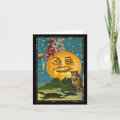 ヴィンテージハロウィーン挨拶ウィッチ飛んでいるオンブロム ノートカード (正面)