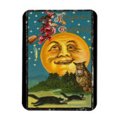 ヴィンテージハロウィーン挨拶ウィッチ飛んでいるオンブロム マグネット (縦)