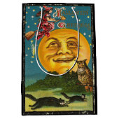 ヴィンテージハロウィーン挨拶ウィッチ飛んでいるオンブロム ミディアムペーパーバッグ (正面)