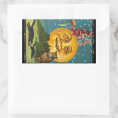 ヴィンテージハロウィーン挨拶ウィッチ飛んでいるオンブロム 長方形シール (バッグ)