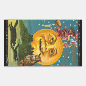 ヴィンテージハロウィーン挨拶ウィッチ飛んでいるオンブロム 長方形シール (正面)