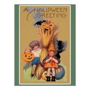 ヴィンテージハロウィーン挨拶 ポスター