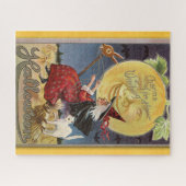 ヴィンテージハロウィーン旧魔女と満月 ジグソーパズル (横)