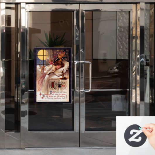 ヴィンテージハロウィーン時間妖精の国と眠る女の子 ウィンドウサイン (オフィスドア)