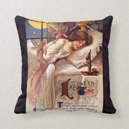 ヴィンテージハロウィーン時間妖精の国と眠る女の子 クッション