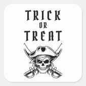 ヴィンテージハロウィーン海賊ドクロ Trick Or Treat スクエアシール (正面)