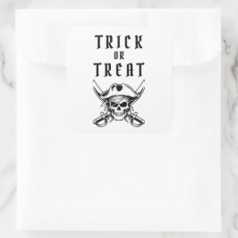 ヴィンテージハロウィーン海賊ドクロ Trick Or Treat スクエアシール