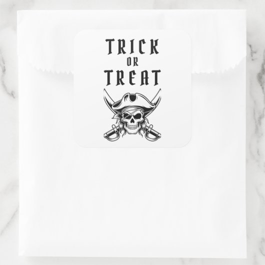 ヴィンテージハロウィーン海賊ドクロ Trick Or Treat スクエアシール (バッグ)