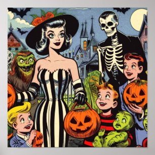 ヴィンテージハロウィーン漫画 ポスター