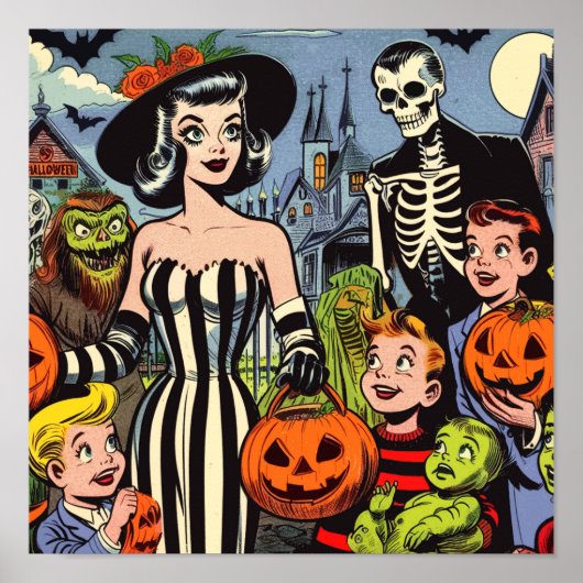 ヴィンテージハロウィーン漫画 ポスター (正面)