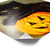 ヴィンテージハロウィーン猫とジャック・オランタン フォトプリント            (角)