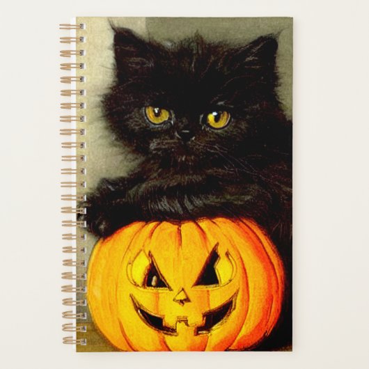 ヴィンテージハロウィーン猫とジャック・オランタン プランナー手帳 (正面)