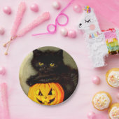 ヴィンテージハロウィーン猫とジャック・オランタン ペーパープレート (パーティー)