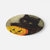 ヴィンテージハロウィーン猫とジャック・オランタン ペーパープレート (アングル)