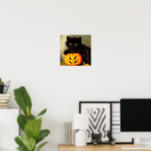 ヴィンテージハロウィーン猫とジャック・オランタン ポスター (ホームオフィス)