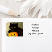 ヴィンテージハロウィーン猫とジャック・オランタン ラベル (インサイチュ)