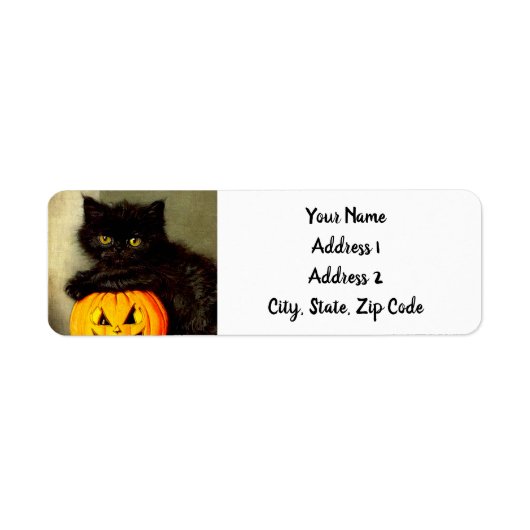 ヴィンテージハロウィーン猫とジャック・オランタン ラベル (正面)