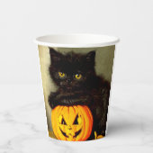 ヴィンテージハロウィーン猫とジャック・オランタン 紙コップ (裏面)
